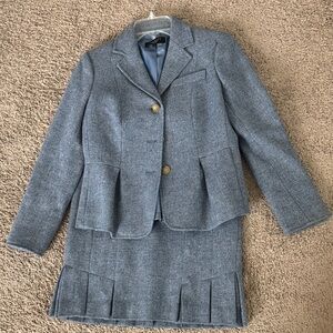 Women's Gray Blazer and Skirt Set